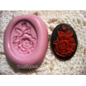 Stampino in silicone per fimo " CAMMEO ROSE ROSSE " 25X18mm