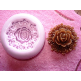 Stampino in silicone per fimo "ROSA CON FIORELLINI da 2,6cm