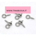 N.100 GANCI A VITE COLOR SILVER SCURO 8X4mm 