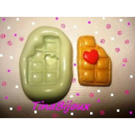 Stampino in silicone per fimo"CIOCCOLATA con MORSO e CUORICINO 23mm