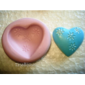 STAMPINO in SILICONE "CUORE con FIORI" 3,3cm per FIMO/PASTA DI ZUCCHERO ALTRO