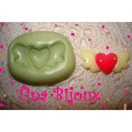 STAMPINO SILICONE " CUORE CON LE ALI" PER Fimo Pasta Di zucchero 3cm