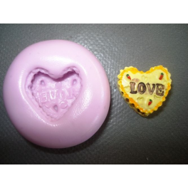 STAMPINO SILICONE " TORTA CUORE RIPIENA LOVE" PER Fimo Pasta Di zucchero 1,8cm