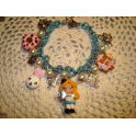 BRACCIALE IN FIMO HANDAMADE" ALICE IN WONDERLAND base bracciale celeste""