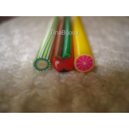 N.3 BARRETTE CANES fimo " FRUTTA MISTA" (Lotto1)