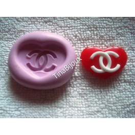 Stampino in silicone per fimo""CUORE CON LOGO C C"da 2cm