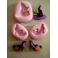 STOCK 3 PZ.STAMPINI IN SILICONE " CAPPELLO E SCARPE DA STREGA HALLOWEEN " PER FIMO PASTA DI ZUCCHERO ALTRO