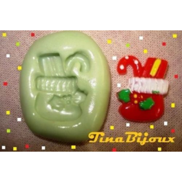 STAMPINO SILICONE "CALZA DONI DI NATALE ( 1)" da 2,4cm per FIMO GESSO PASTA DI ZUCCHERO