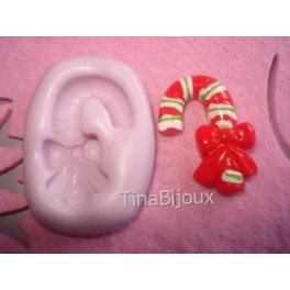 STAMPO SILICONE "BASTONCINO DI ZUCCHERO NATALE ( 1)" da 3cm per FIMO GESSO PASTA DI ZUCCHERO