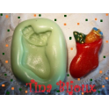 STAMPINO SILICONE "CALZA DONI DI NATALE ( 2)" da 2,8cm per FIMO GESSO PASTA DI ZUCCHERO