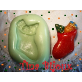 STAMPINO SILICONE "CALZA DONI DI NATALE ( 2)" da 2,8cm per FIMO GESSO PASTA DI ZUCCHERO