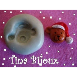 STAMPINO SILICONE " ORSO TEDDY CON CAPPELO DI NATALE" da 2,7cm per FIMO GESSO PASTA DI ZUCCHERO