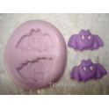 STAMPINO IN SILICONE due in uno "PIPISTRELLO PIPISTRELLI KAWAI" HALLOWEEN 30mmX24mm PER FIMO PASTA DI ZUCCHERO ALTRO