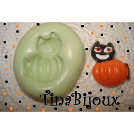 STAMPINO SILICONE MOLD "ZUCCA con GATTO NERO GOTHIC HALLOWEEN da 2,7cm PER FIMO PASTA DI ZUCCHERO ALTRO