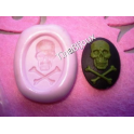 STAMPINO SILICONE MOLD CAMMEO TESCHIO E OSSA HALLOWEEN PER FIMO/PASTA DI ZUCCHERO