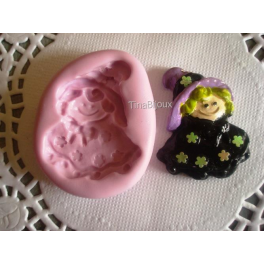 STAMPINO SILICONE"STREGA MIRTITLLA HALLOWEEN"PER FIMO PASTA DI ZUCCHERO