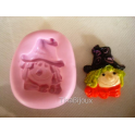 STAMPINO SILICONE"STREGA PEPPA HALLOWEEN"PER FIMO PASTA DI ZUCCHERO