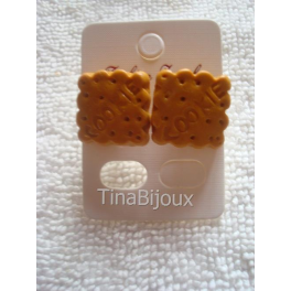 ORECCHINI a PERNO in FIMO " BISCOTTI COOKIES "