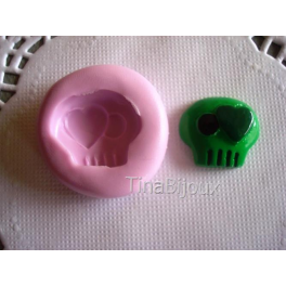 STAMPINO ARTIGIANALE IN SILICONE "TESCHIO/SKUL CUORE" da 20mm PER FIMO PASTA DI ZUCCHERO ALTRO