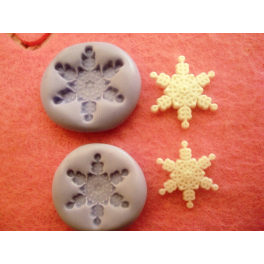  N.2PZ.STAMPINO SILICONE "FIOCCHI DI NEVE cod.6" per FIMO PASTA DI ZUCCHERO 