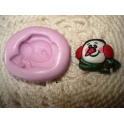 STAMPINO SILICONE " PUPAZZO DI NEVE con CUFFIE ROSSE"da circa 2cm PER FIMO e PASTE MODELLABILI