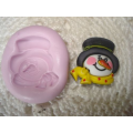 STAMPINO SILICONE MOLD" PUPAZZO DI NEVE con SCIARPA BLUETTE"da 2,1cm PER FIMO e ALTRO