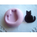 STAMPINO SILICONE "GATTO DARK"per FIMO GESSO PASTA di Zucchero da 1,9cm