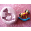 Stampino in silicone" CAVALLO A DONDOLO (2)"per fimo gesso bomboniera segnaposto resina