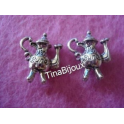 N.4PZ CIONDOLO CHARMS MINIATURA "TEIERA 3D"ARG.TIBETANO 20x16mm