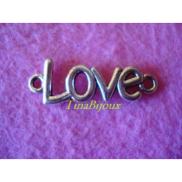 N.1pzCIONDOLO CONNETTORE "LOVE" per bracciali o collane IN ARGENTO TIBET. 3,6cm