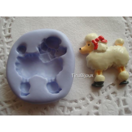  STAMPINO in SILICONE "CANE BARBONCINO"per FIMO GESSO PASTA di Zucchero 3,3cm