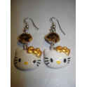 N.1 PAIO ORECCHINI in FIMO "HELLO KITTY E FIOCCO GOLD "