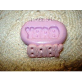 Stampino in silicone " SCRITTA BABY"per fimo gesso bomboniere segnaposto