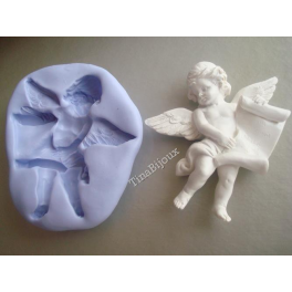 STAMPINO IN SILICONE" ANGELO con PERGAMENA ( 2) " 6cm per FIMO GESSO PASTA DI ZUCCHERO