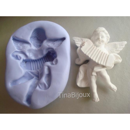 STAMPINO IN SILICONE" ANGELO con PERGAMENA ( 2) " 6cm per FIMO GESSO PASTA DI ZUCCHERO