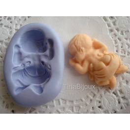 STAMPINO IN SILICONE" BIMBO NEONATO"4,6cm per FIMO GESSO PASTA DI ZUCCHERO