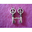 N10PZ CHARMS/CIONDOLI "CHIAVE SIMBOLO DELLA PACE" ARG.TIBETANO 27X9mm