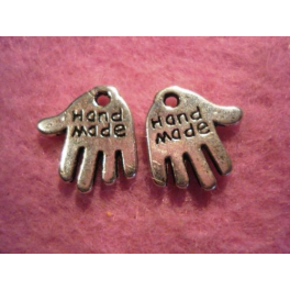 N.10 PZ CHARMS/CIONDOLI "MANO MANINA DOUBLEFACE HANDMADE" 13x12mm