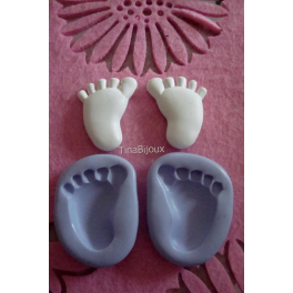 N.2 PZ STAMPINI SILICONE "PIEDE PIEDINO MAXI"(3 )PER FIMO GESSO PASTA DI ZUCCHERO