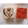 TIMBRO IN GOMMA su LEGNO 40mm" FIORI ROMANTIC"per SCRAPBOOKING e BIGLIETTI