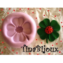 STAMPO SILICONE MOLD "QUADRIFOGLIO E COCCINELLA "31mm per FIMO