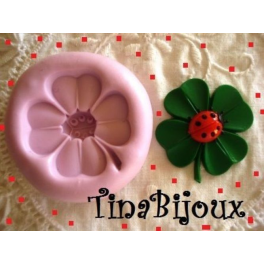 STAMPO SILICONE MOLD "QUADRIFOGLIO E COCCINELLA "31mm per FIMO