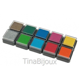 SET 10 COLORI PER TIMBRI BASIC 30X30 CUSCINETTI " HEYDA" -SCRAPBOOKING/ BIGLIETTI