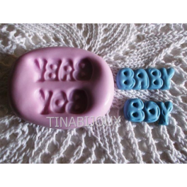 Stampino in silicone per fimo" SCRITTA BABY BOY "