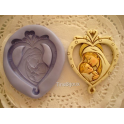 STAMPO SILICONE cuore "Madonna con bambino" cod.2 "GESSO FIMO BOMBONIERA SEGNAPOSTO