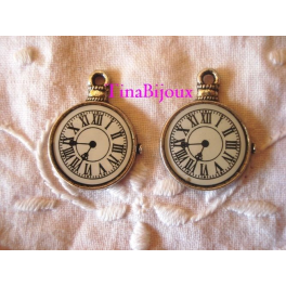 N.1 PZ CHARMS/CIONDOLO "OROLOGIO" da 24mm in ARGENTO TIBETANO