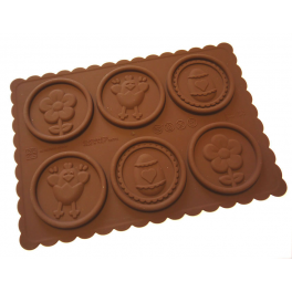 STAMPO SILICONE MEDAGLIONI COOKIE PASQUA - SILIKOMART PER CIOCCOLATO E GESSO