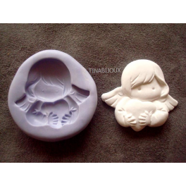 STAMPINO IN SILICONE " ANGELO CUORE" PER FIMO /GESSO/ PASTA DI ZUCCHERO/BOMBONIERE