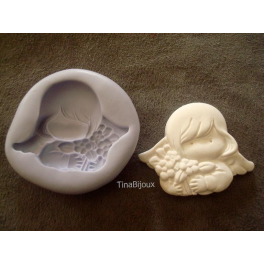 STAMPINO IN SILICONE " ANGELO CUORE" 5cm PER FIMO /GESSO/ PASTA DI ZUCCHERO/BOMBONIERE