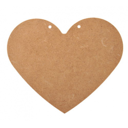 N.1 pz. CUORE CON 2 FORI IN LEGNO da decorare 160x135x3mm PER FELTRO-GESSO-FIMO DECOUPAGE ALTRO 